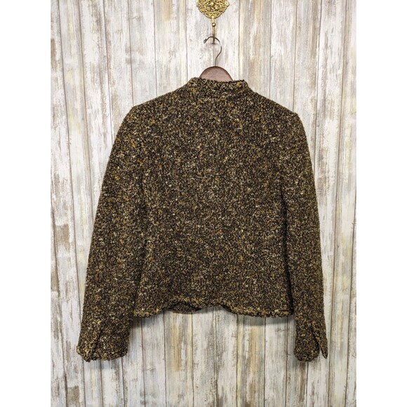J. Crew Brown Wool Blend Tweed Women's Collarless Blazer Academia Pockets Size 2 - Picture 6 of 9